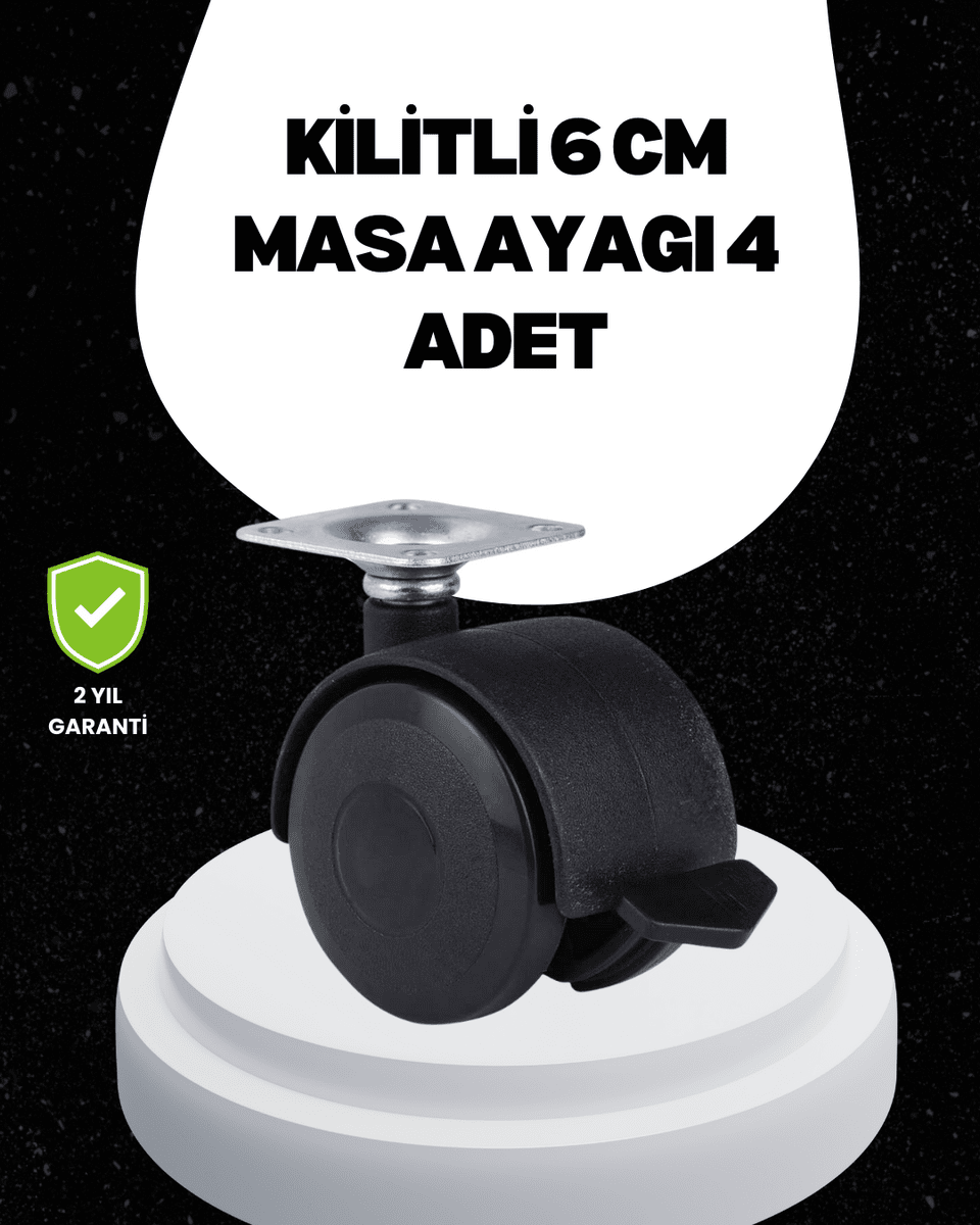 6 cm Kilitli Tekerlek Ayak 4 Adet Sehpa ve Ekipman Uyumlu