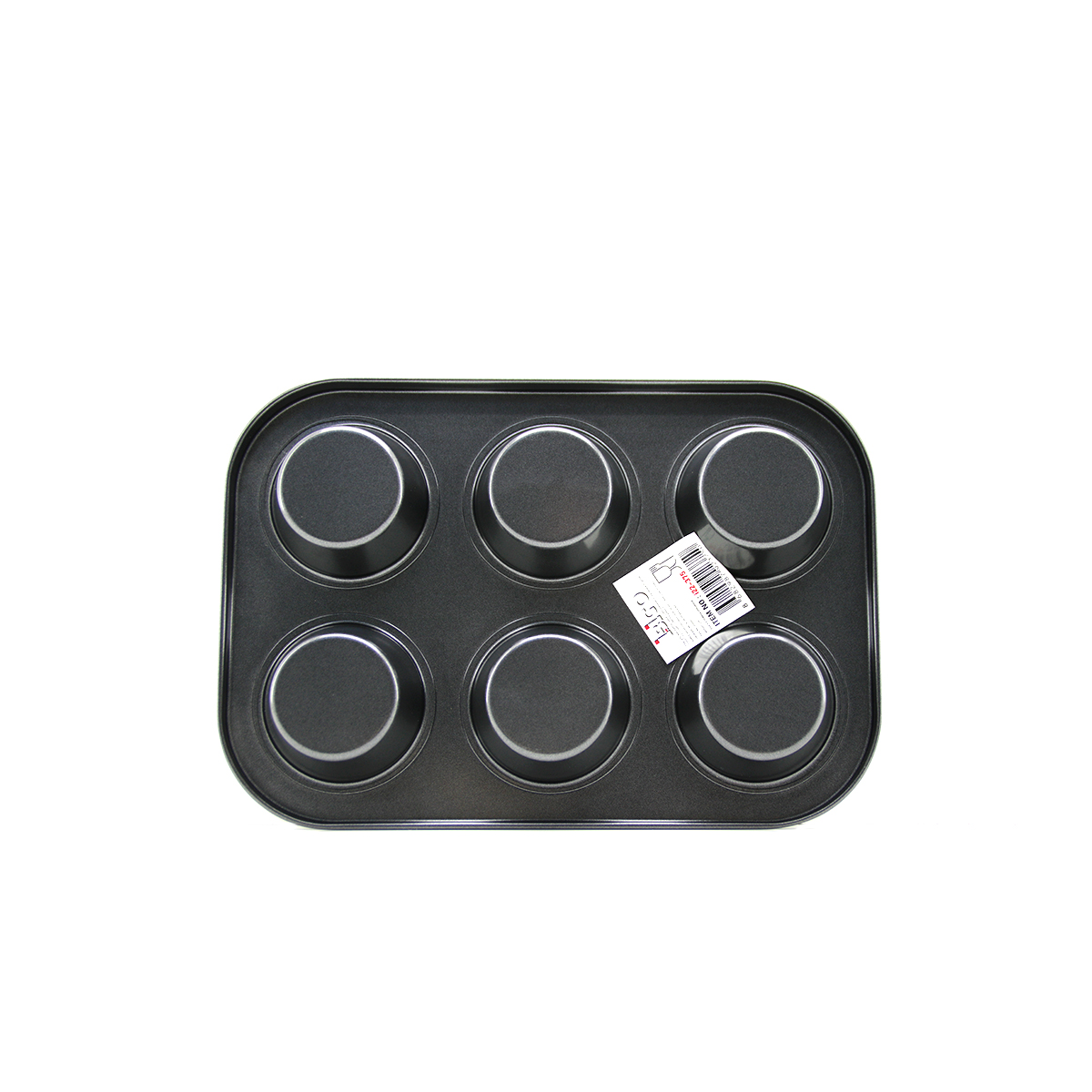 6 Gözlü Siyah Metal Muffin Kalıbı