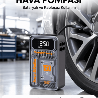 6000mAh Bataryalı LED Ekranlı Akıllı Hava Kompresörü