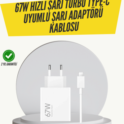 67W Turbo Hızlı Şarj Adaptörü ve Type-C Kablo Güvenli Şarj Teknolojisi