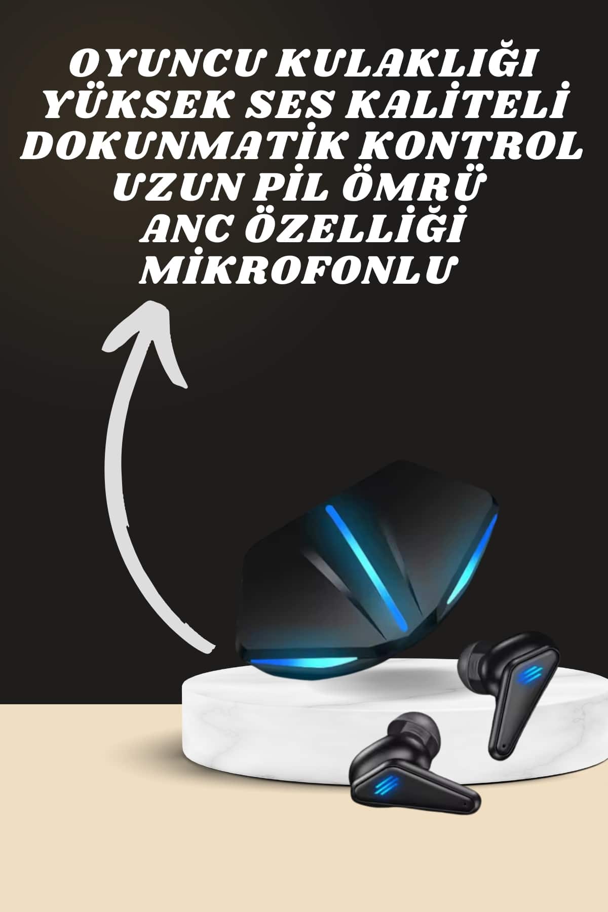 7 Kordonlu Akıllı Saat Ve Oyuncu Kulaklığı ANC Özelliği Kulak İçi Mikrofonlu Sesli Görüşme