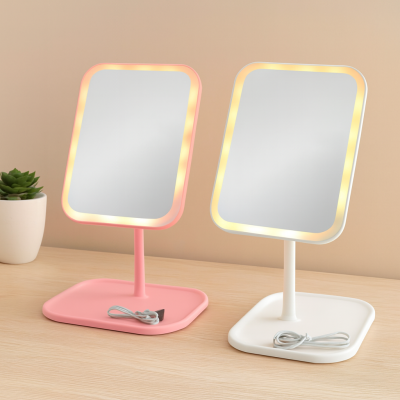 7" LED USB Şarjlı Dikdörtgen Makyaj Aynası, 90° Ayarlı