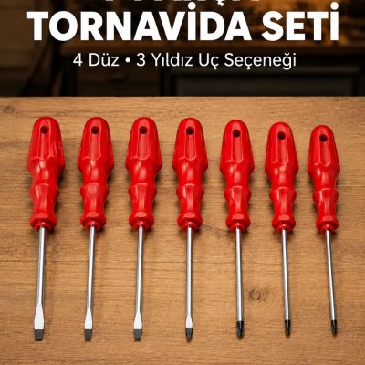 7 Parça Tornavida Seti Manyetik Uç Ergonomik Sap