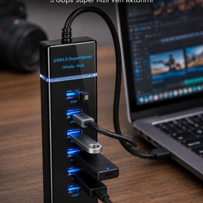 7 Port USB 3.0 Çoklayıcı Hub 5Gbps Veri Aktarım Adaptörü