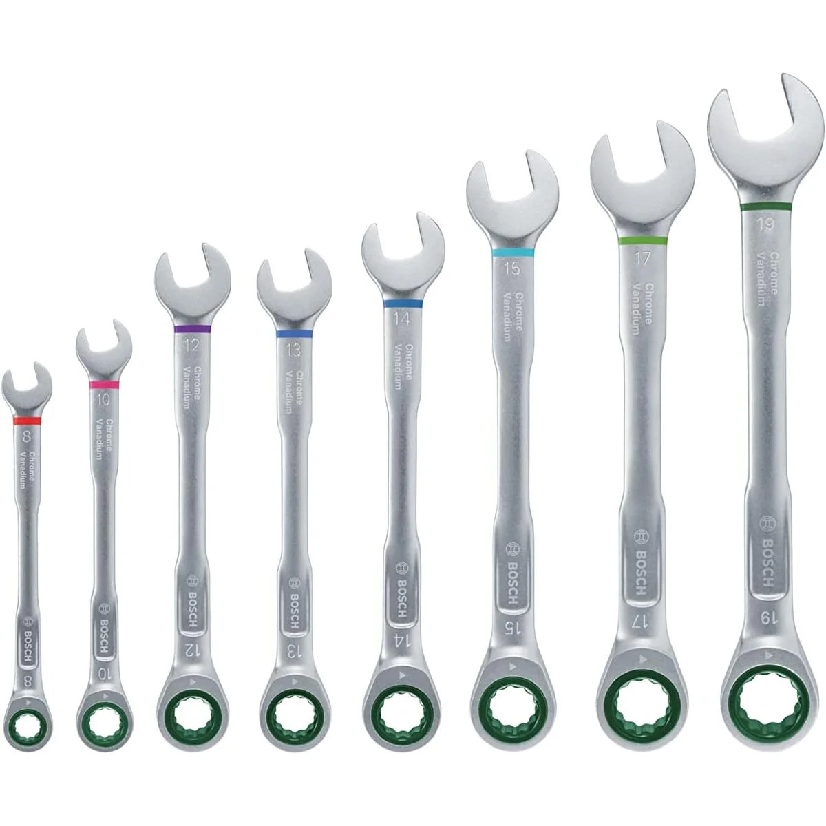 8 Parça 8-19 mm Kombine Anahtar Takımı (Plastik Standlı, Taşıma Aparatlı)