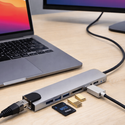 8 Port Type C Hub USB HDMI RJ45 SD TF Kart Okuyucu Çoklayıcı