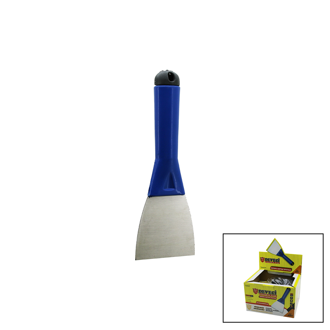 80 mm Metal Kazıma Spatulası (Plastik Saplı, Kapaklı)