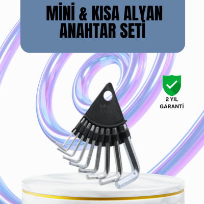 9 Parça Alyan Anahtar Seti Altıgen Uçlu Mobilya ve Tamir İçin