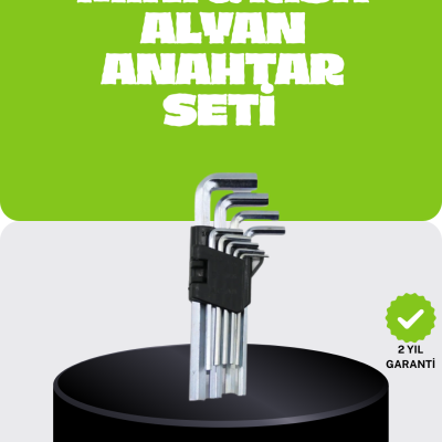 9 Parça Alyan Anahtar Seti Bisiklet Mobilya ve Otomotiv Uyumlu