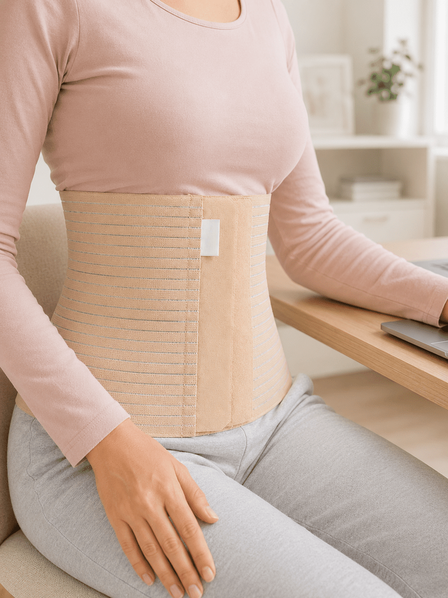 Kadın Abdominal Korse 26 cm Karın ve Bel Bölgesi 4 Kademeli Ayarlanabilir Korse