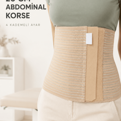 Abdominal Doğum Sonrası Korse 26 cm Geniş 4 Kademeli Cırtlı Ayarlanabilir