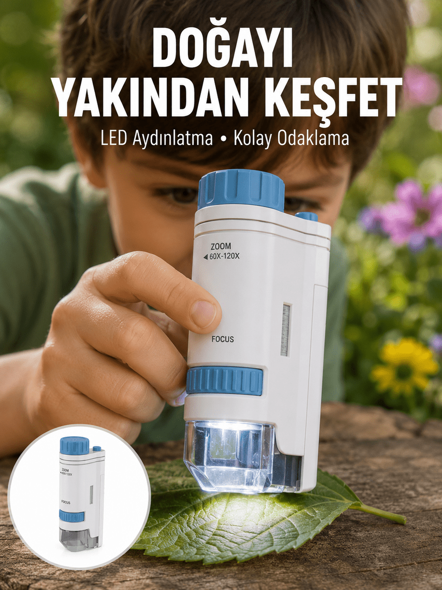 ABS Gövdeli Öğrenci ve Hobi Mikroskobu – Mavi Renk Yeni Nesil