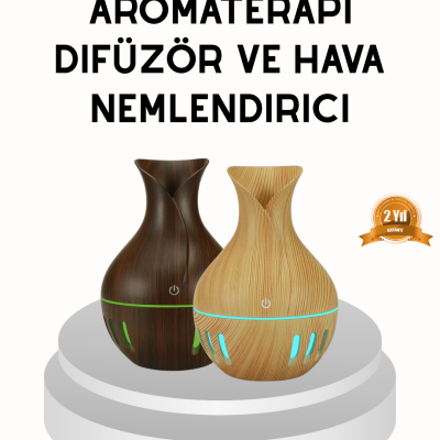 Ahşap Desenli 130 ml Aromaterapi Difüzör Sessiz ve USB Bağlantılı