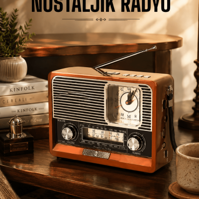 Ahşap Görünümlü Retro Bluetooth Radyo USB,AUX Ve SD Kart Girişli