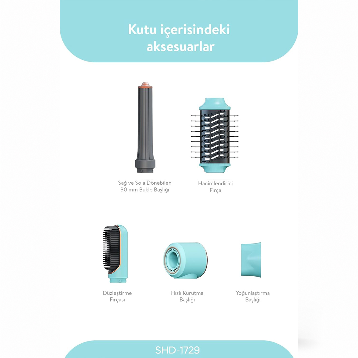 Air Brush 5-in-1 Saç Kurutma ve Şekillendirme Makinesi 1300W (Mavi)