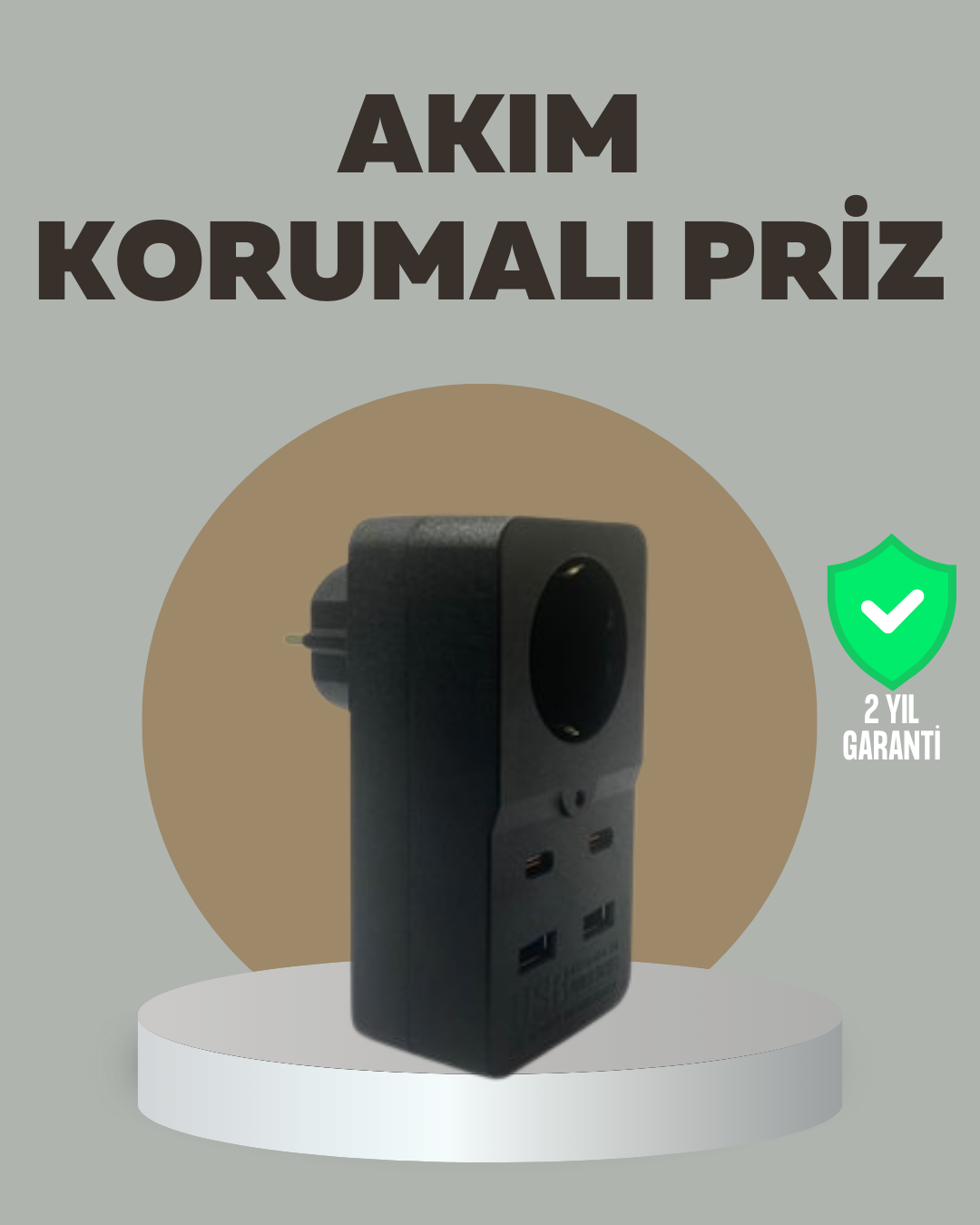 Akıllı Akım Dengelemeli Priz 2500W 4 USB Type C Çıkışlı