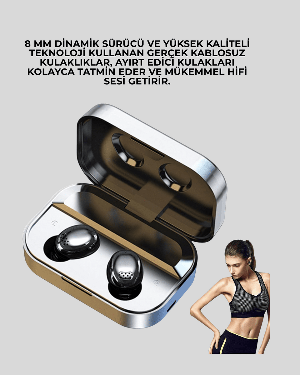Kablosuz Kulak İçi Bluetooth Kulaklık – Dokunmatik Kontrol ve LED Şarj Ekranı