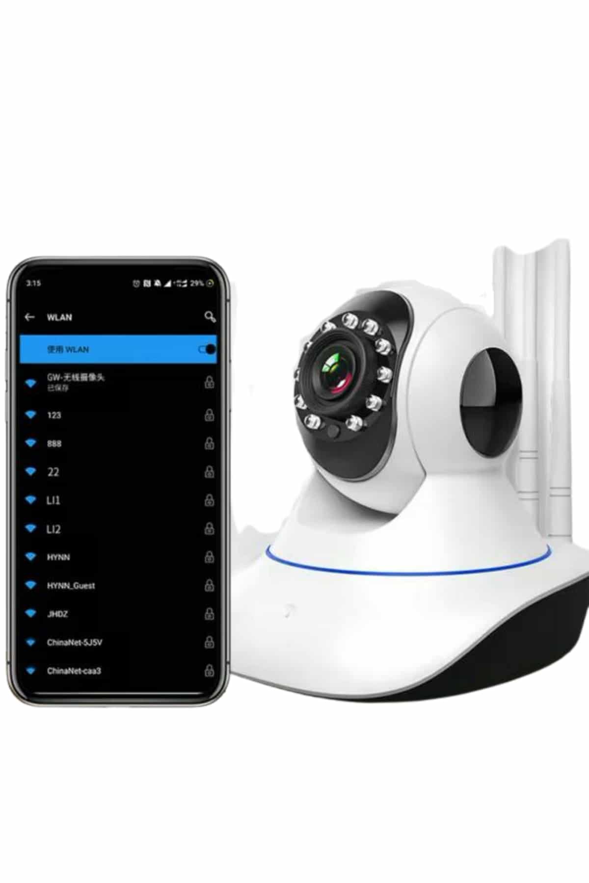 Akıllı Gece Görüşlü Sensörlü Wifi Kamera Telefondan Takip Edilebilir