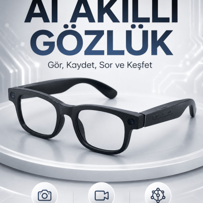 Akıllı Gözlük 8 MP Kameralı 1080P Video Kayıt WiFi Bağlantılı Çift Mikrofonlu Gürültü Engelleme Özellikli