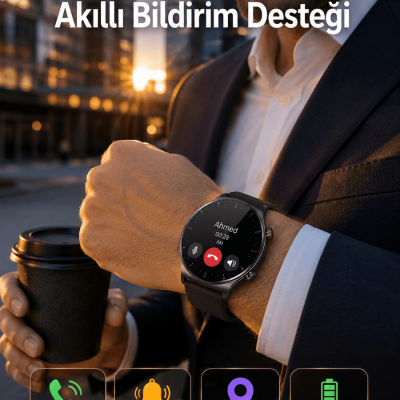 Akıllı Saat Adımsayar Nabız Ölçer Titreşim Özellikli Çağrı Cevaplama Sosyal Medya Yeni Nesil
