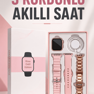 Akıllı Saat Amoled Ekran 3 Kordonlu Aksesuar Hediyeli Sesli Görüşme