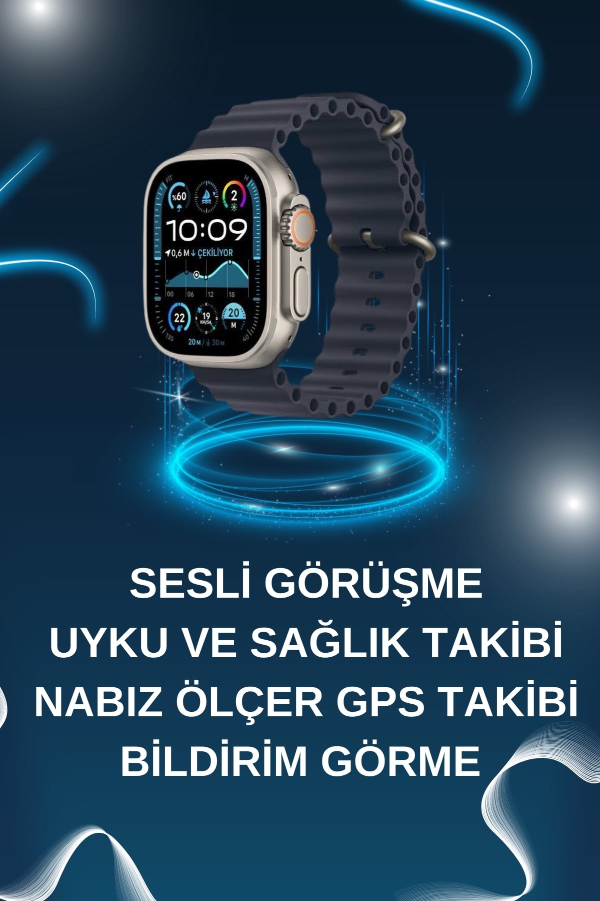 Akıllı Saat Bluetooth Bağlantılı NFC ve GPS Uyumlu Nabız Ölçer Sesli Görüşme