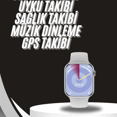 Akıllı Saat Gümüş Kasa Bluetooth Kulaklık Hediyeli Çok Fonksiyonlu İkili Set