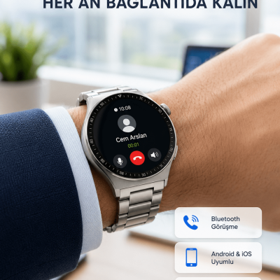 Akıllı Saat NFC – Bluetooth Arama ve Kablosuz Şarj Özellikli