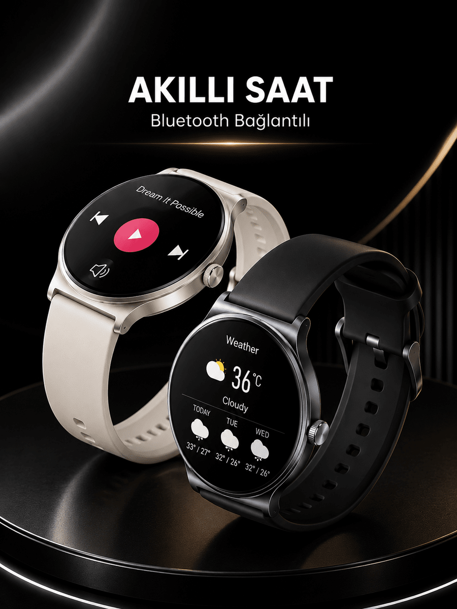 Akıllı Saat Sesli Görüşme Bluetooth Bağlantılı 3 Kordonlu