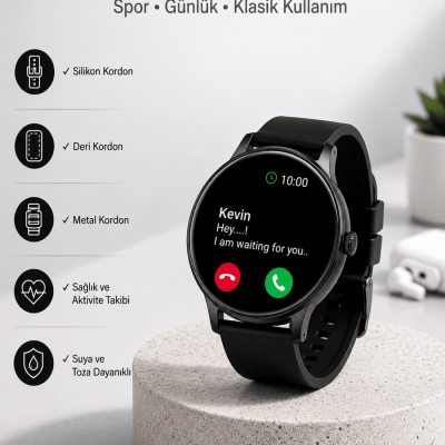Akıllı Saat Sesli Görüşme Bluetooth Bağlantılı 3 Kordonlu Yeni Nesil