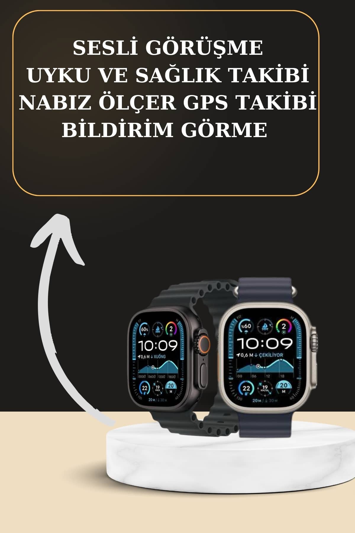 Akıllı Saat Sesli Görüşme Titreşimli GPS Bağlantısı Müzik Dinleme Sosyal Medya Bildirimleri