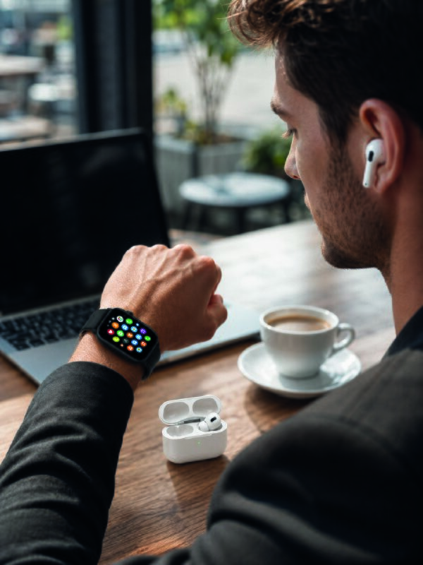 Bluetooth Görüşme Destekli Akıllı Saat Seti Kablosuz Kulaklık, 7 Kordon ve Çoklu Spor Modu
