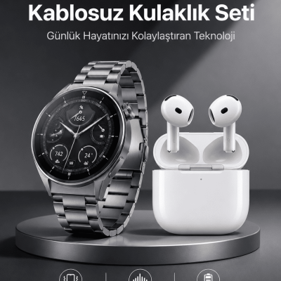 Akıllı Saat ve Kulaklık Seti Bildirim Görme Arama Cevaplama ANC Özelliği