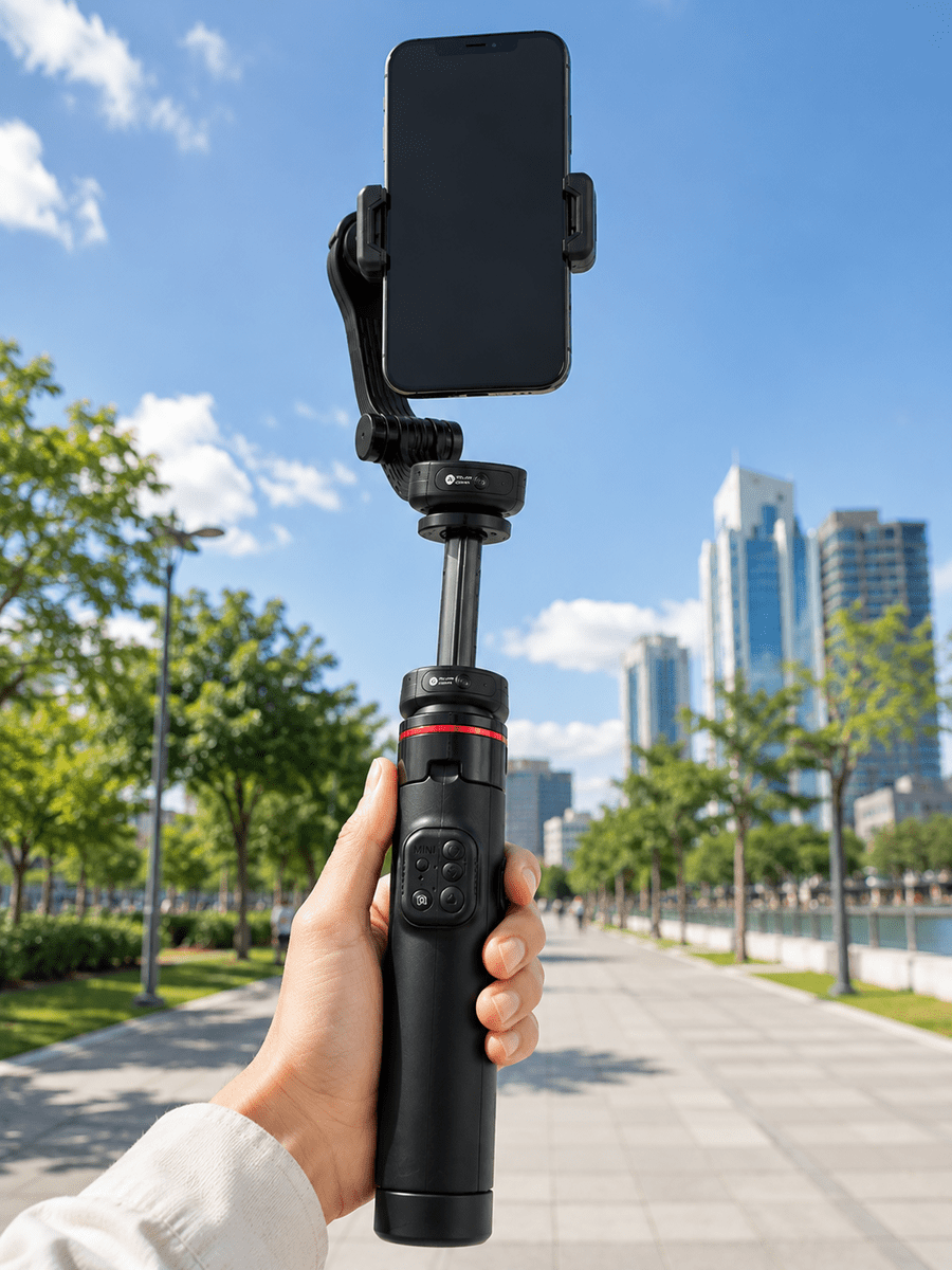 AI Yüz Takip Özellikli Gimbal Selfie Stick 360° Dönebilen Telefon Tutucu Uzayabilir Bluetooth Kumandalı
