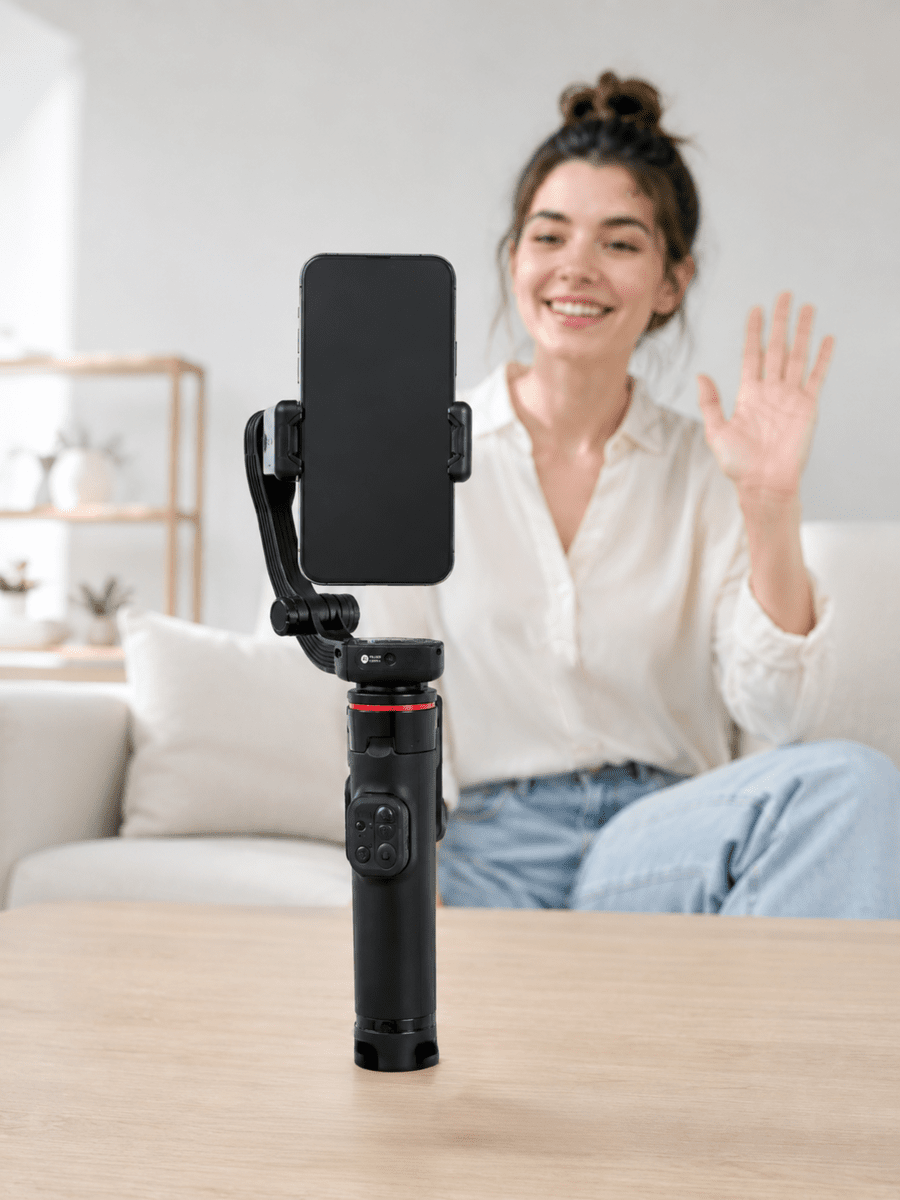 AI Yüz Takip Özellikli Gimbal Selfie Stick 360° Dönebilen Telefon Tutucu Uzayabilir Bluetooth Kumandalı