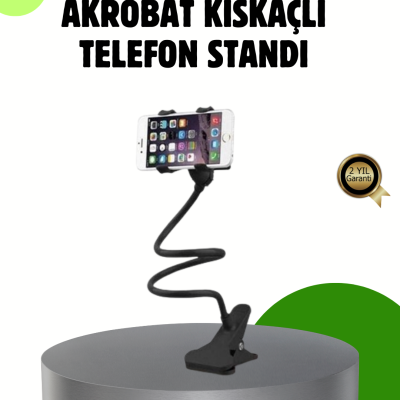 Akrobat Masaüstü Mandallı Telefon Tutucu 360 Derece Dönebilen