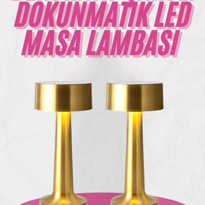 Altın Rengi Masa ve Gece Lambası Dokunmatik Şarjlı Masa Lambası