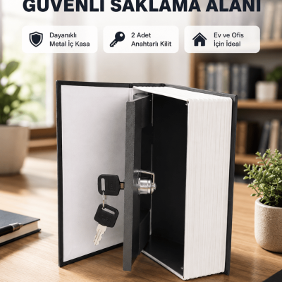 Anahtarlı Gizli Kitap Kasa – Metal İç Yapı, Kamuflajlı Sözlük Tasarım