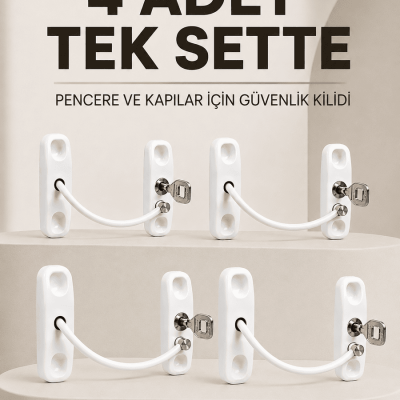 Anahtarlı Pencere Emniyet Kilidi 4 Adet Güvenlik Seti