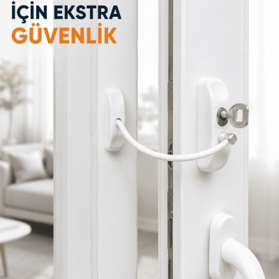 Anahtarlı Pencere Güvenlik Aparatı Esnek Kablolu Pencere Açılma Sınırlayıcı Kilit