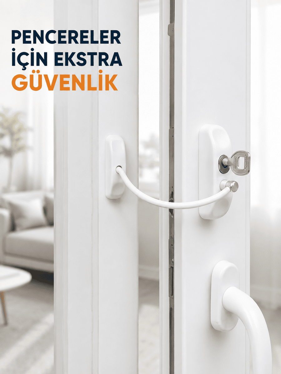 Anahtarlı Pencere Güvenlik Aparatı Esnek Kablolu Pencere Açılma Sınırlayıcı Kilit