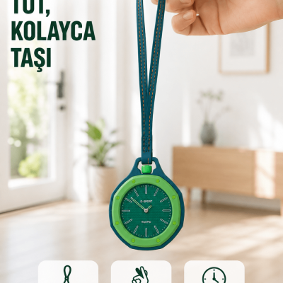 Anahtarlık ve Sırt Çantası İçin Askılı Charm Analog Saat Yeşil