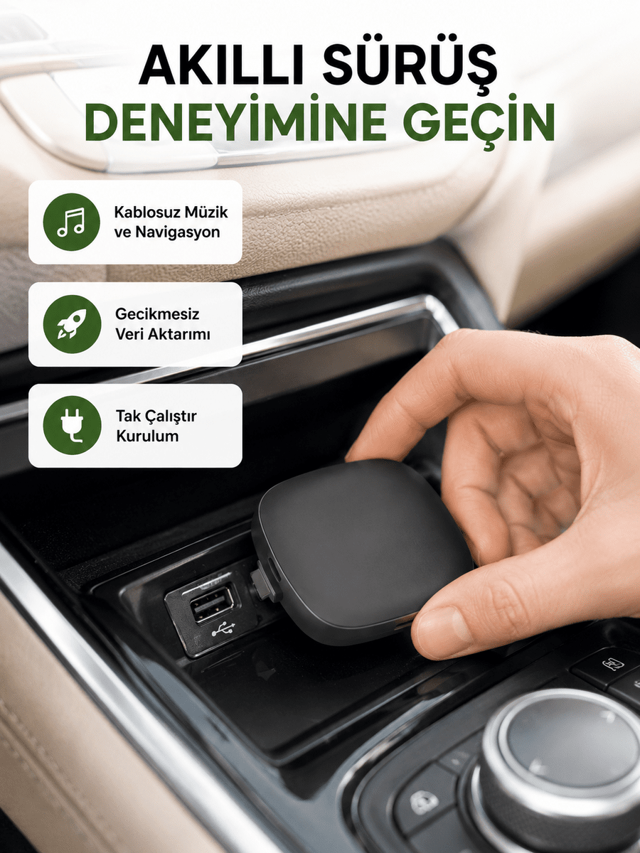 Android Auto Kablosuz Bağlantı Adaptörü 5.8GHz Hızlı WiFi ve Kompakt Tasarımlı Yeni Nesil
