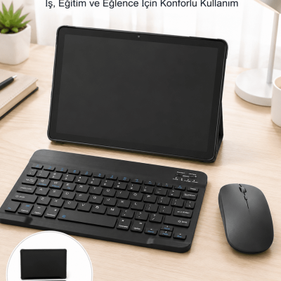 Android İşletim Sistemli SIM Kart Girişli Tablet Bluetooth Klavye Mouse Seti Mobil İnternet Destekli