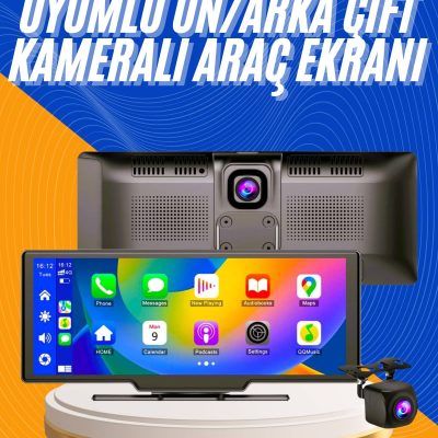 Android ve İOS Uyumlu Ön Arka Çift Kameralı Araç Ekranı Dokunmatik CarPlay