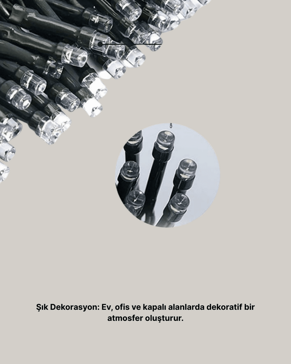 Uzun Ömürlü LED Teknolojili 10 Metre Şık Işıklı Süsleme Seti