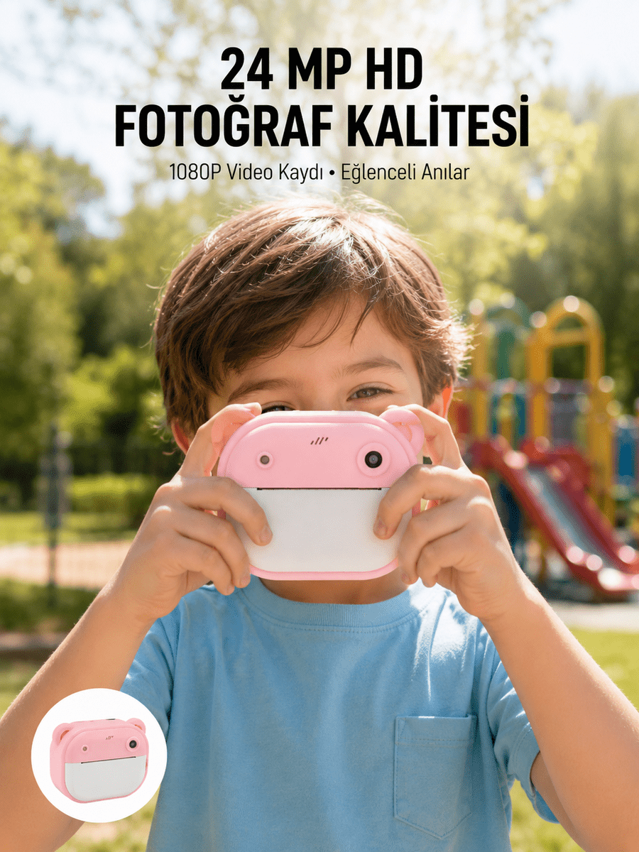 Anında Baskı Özellikli Şipşak Kamera 24MP HD Çift Lensli ve 32GB Hafızalı