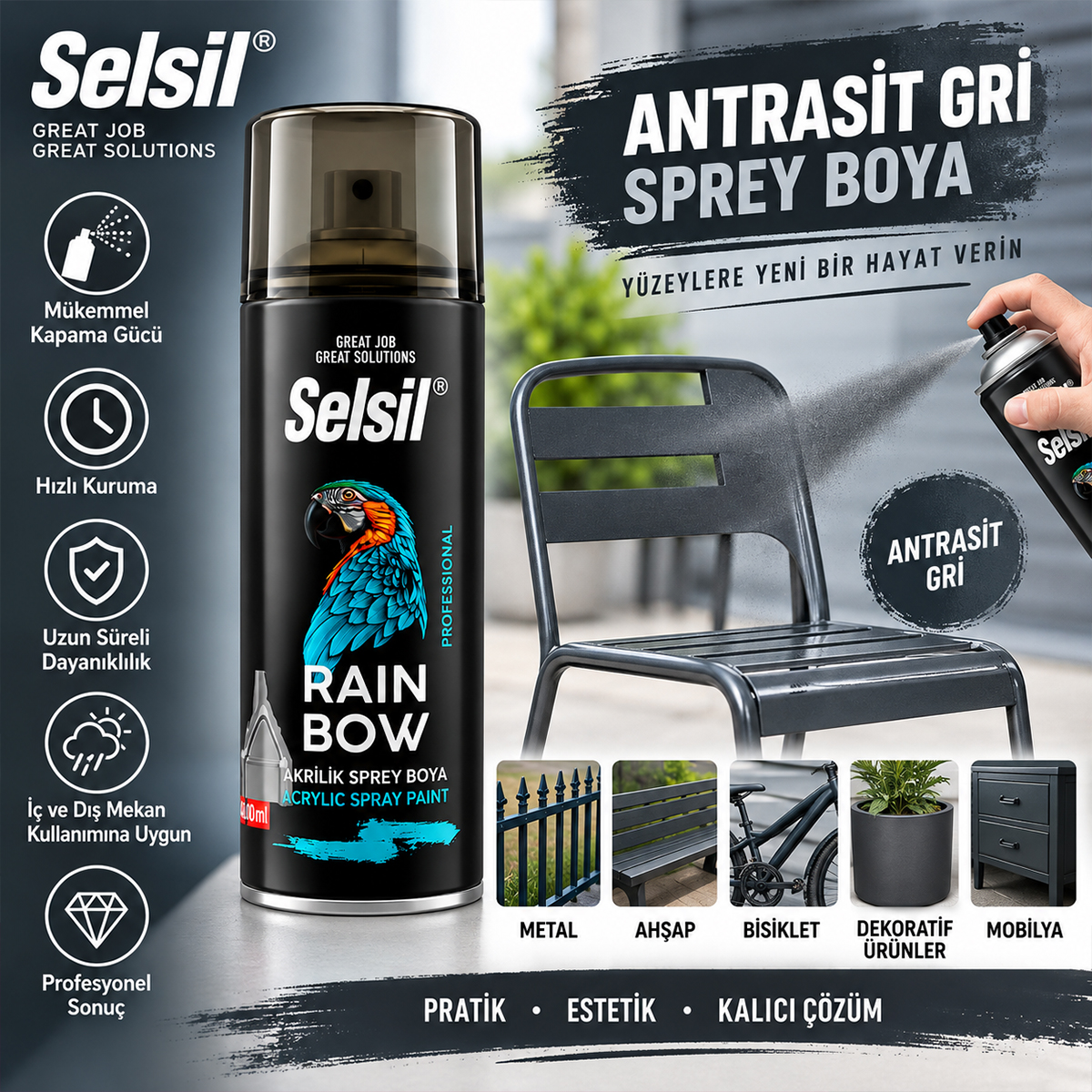 Antrasit Gri Sprey Boya 400 ml