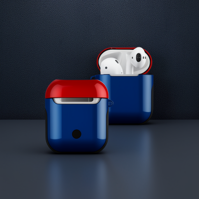 Apple Airpods 2 (2.nesil) 3in1 Kılıf - Lacivert-kırmızı