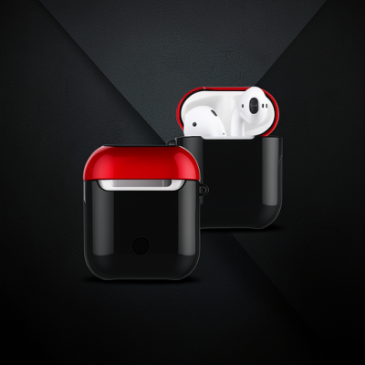 Apple Airpods 2 (2.nesil) 3in1 Kılıf - Siyah-kırmızı